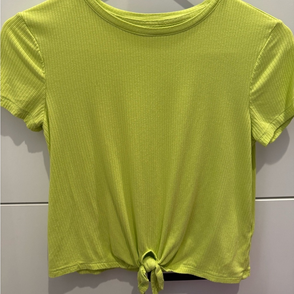 Old Navy Lime Green Ribbed Baby Tee Girls Size M 8